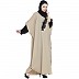 Designer Kaftan abaya with patch work- Khaki and black